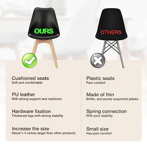 Black Modern Dining Chairs Set of 4 with Wood Legs | OLIXIS