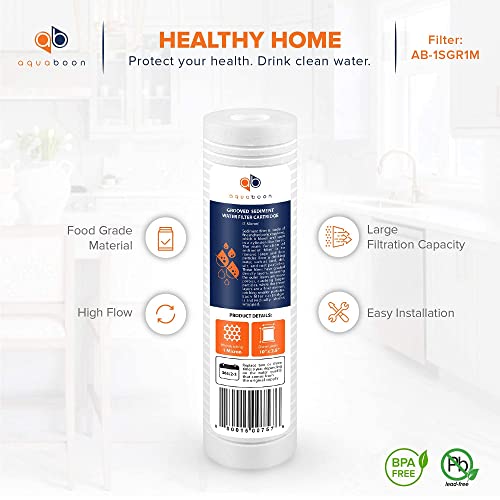 Aquaboon 25-Pack Whole House 1 Micron Sediment Water Filter Cartridges, Grooved Design