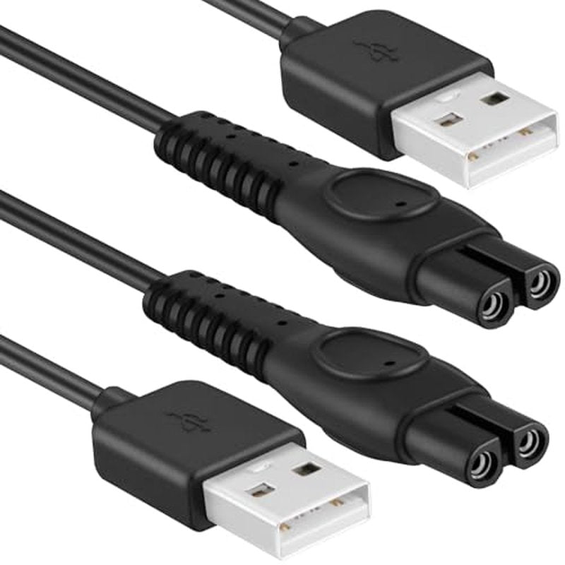 3Ft Shaver Charger Cord, 2 Pack 5V Electric Shaver USB Charging Cable, 24AWG Trimmer Razor Power Cord with Fishbone-Reinforced Cable Boot Design, for Philips Norelco Shaver QP2724, QP2834