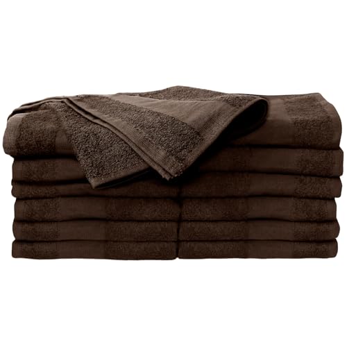 Bleach Proof Salon Towels - 12 Pack Chocolate 27 x 16 Inches - Professional Cotton