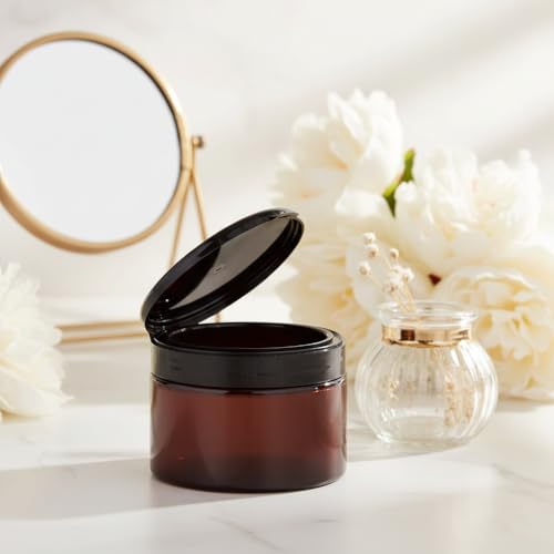 12oz Amber Plastic Jar with Black Flip Top - Reusable Food & Home Storage