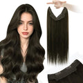 YoungSee Invisible Wire Human Hair Extensions Mocha Brown 14 Inch 85G with Clips - Variation of Wire-B-#4A