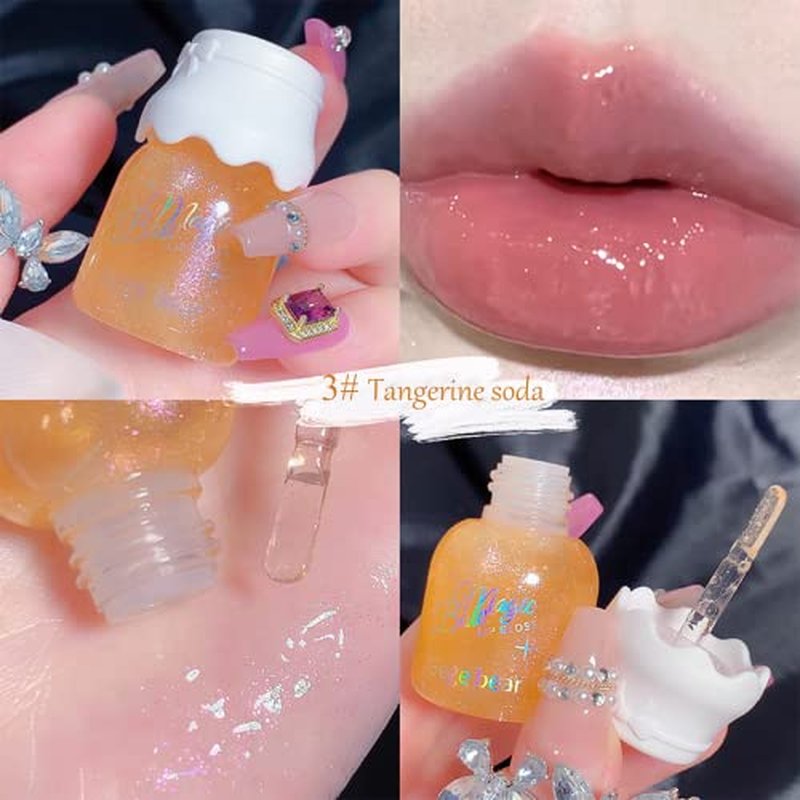 5 Colors Shimmer Lip Gloss Set Hydrating Lip Glow Oil Cute Hydrating Tinted Lip Transparent Balm Set