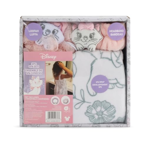 Kids Spa Set with Towel Wrap, Loofah & Headband - Aristocats, White