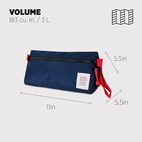 3L Travel Dopp Kit for Personal Care Essentials - Navy/Navy, Triangular Shape, Recycled Nylon