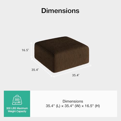 Novilla Modular Cloud Sectional Sofa with SmartS Coil Support - Brown Ottoman - No Assembly
