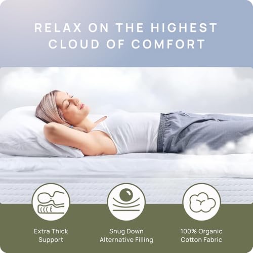 Queen Cotton Mattress Topper - White Plush 1200 GSM Extra Thick Pillow Top