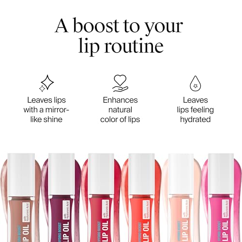 Neutrogena Hydro Boost Tinted Lip Oil with Hyaluronic Acid, Designed to Hydrate & Nourish While Providing a Luxurious Pop of Color for Fuller-Looking Lips, Light Pink, .2 fl. oz
