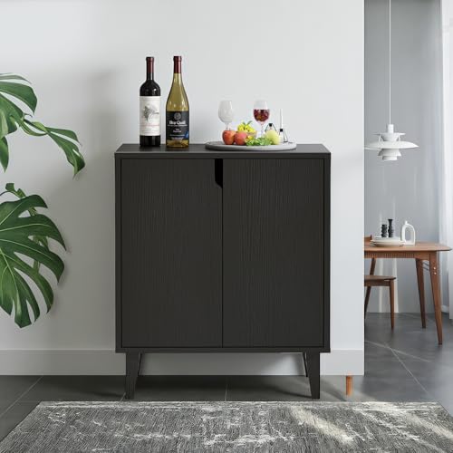 Black 2 Door Kitchen Buffet Storage Cabinet with Soft-Closing Doors