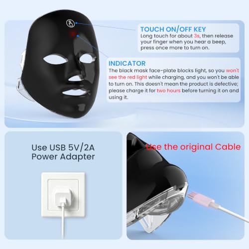 SUERBEATY Red Light Therapy Face Mask with 90 LEDs & 7 Modes