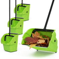 Green Jumbo Heavy Duty Commercial Debris Dustpan with Long Handle - Outdoor Leaves & Trash Scooper