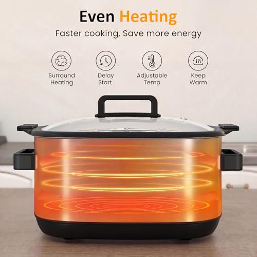 Sunvivi 12-in-1 Programmable Slow Cooker 6.5QT with Timer & Keep Warm - Black