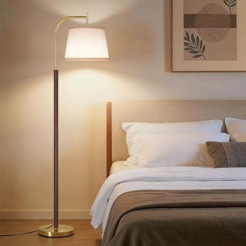 Wood Walnut Floor Lamp for Living Room - Mid Century Modern Standing Light