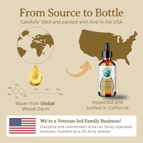 Bella Terra Oils Natural Vitamin E Oil 4oz - Wheat Germ Derived Face, Body & Hair Treatment