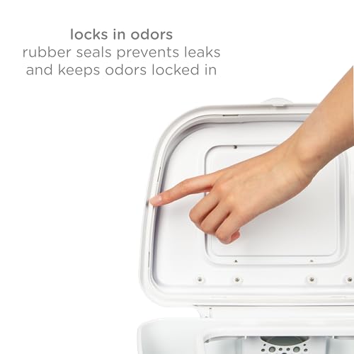 White Adult Diaper Pail 13-Gallon Stainless Steel Odor Locking Disposal Bin