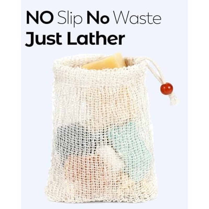 100 Pcs Soap Bags with Drawstring, 5.3'' x 3.7'' Natural Soap Savers for Bar Soap Exfoliating Sisal Mesh Soap Bags for Soap Bars, Scrubbing & Massaging Shower Pouches for Men & Women