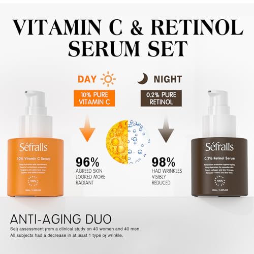 Face Serum Duo ? Retinol Vitamin C ? Anti Aging Skin Care Set for Women, Anti Wrinkle, Smooth, & Firm Skin ? 1 fl oz, 2 Bottles
