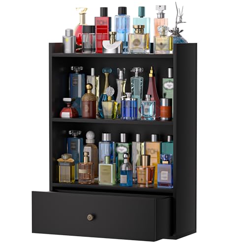 3-Tier Wooden Cologne Organizer for Men with Drawer
