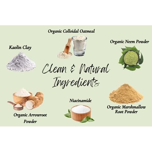 Natural Face Wash Powder?Waterless Cleanser for Acne-Prone, Oily, Sensitive Skin?Cruelty-Free, Plant-Based, Preservative-Free?Gently Exfoliates with Organic Neem & Niacinamide, 2oz