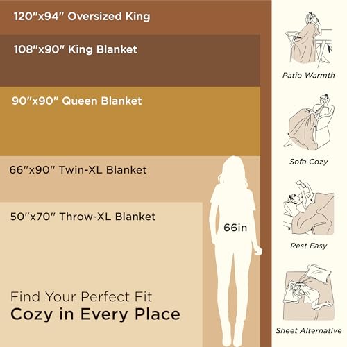 Oversized King Cotton Blanket with Herringbone Weave - Cream - Bedsure