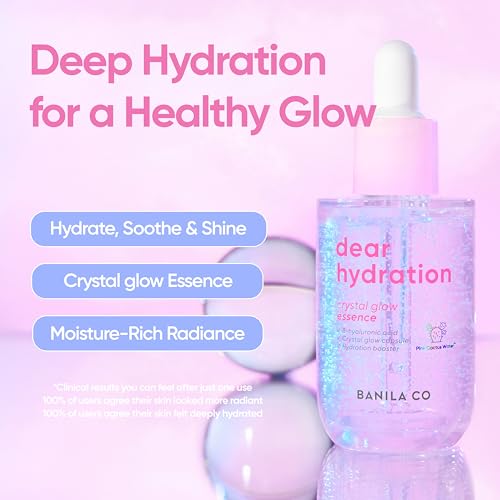BANILA CO Dear Hydration Crystal Glow Essence | Dermatologist Tested | Crystal Capsule Serum with Pink Cactus & Hyaluronic Acid for Hydrating and Radiant Skin (50ml / 1.69 fl oz)