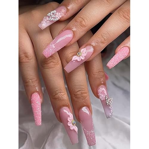Set 32PCs 3D Sweet Season Poinettia (5 Petals) Flower Nail Art Charms Handmade by Acrylic Powder Design Acrylic Nail Art for Women Girls (Full16 Colors-32Pcs)
