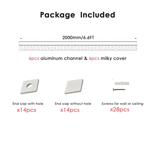 Besseto Plaster LED Channel Kit 6 Pack 6.6ft Trimless Recessed Wall & Ceiling Lighting