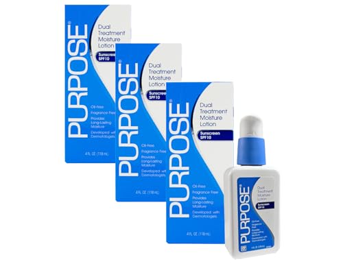 Dual Treatment Moisturizer with SPF 10 - Oil-Free Fragrance-Free Sensitive Skin Lotion - 4 fl oz (Pack of 3)