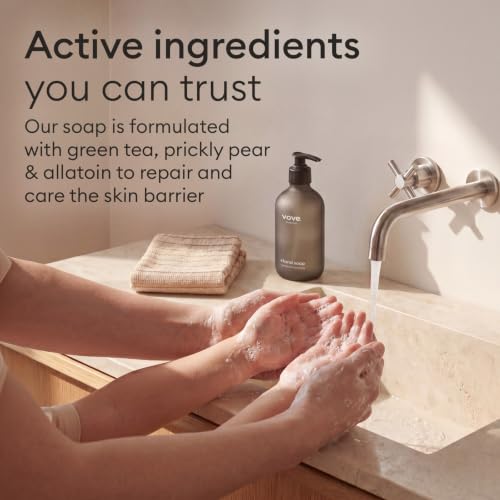 Vove Hand Soap Starter Set - Light Frosted Glass Pump Bottle & 3 Refill Sachets