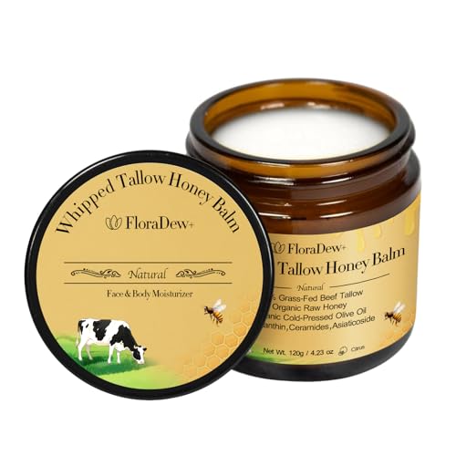 Tallow and Honey Balm - Organic Grass-Fed Beef Tallow for Skin - Moisturizer Deep Hydration for Body with Beef Tallow & Raw Honey & Infused Olive Oil 4.23 FL OZ (Citrus)