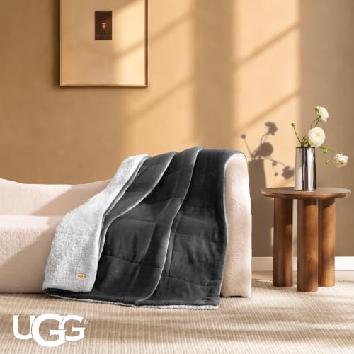 Reversible 50x70 Inch Charcoal Grey Throw Blanket - Soft & Plush Fleece, Gift Ready