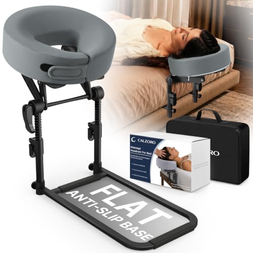 Massage Headrest for Bed - Adjustable Height Face Cradle for Home Spa, Gray, Stone Gray Variation