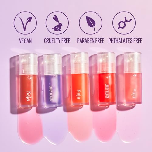 Kaja Juicy Glass Lip Plumping Oil | 01 Rose Hip Spritz | Hydrating, Feel Plumped and Lightweight with Vitamin Tree Fruit Oil, Vegan, Cruelty-Free, Clear Tint Stain Shine Gloss Plumper