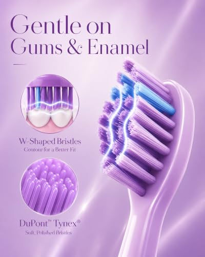 Electric Toothbrush for Adults - Rechargeable Sonic 45,000 VPM, 5 Modes, 2-Min Timer, 60-Day Battery - Purple