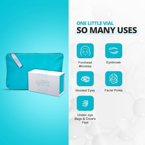 Instantly Ageless - Instant Face Lift Cream - Skin Care Anti Aging Face Cream - Wrinkle Tightener - Eye Cream For Puffiness and Bags Under Eyes - Facelift in a Box of 25 Vials with Makeup Bag