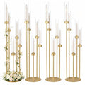 Gold 4-Piece 5-Arm Tall Candelabra Set with Acrylic Shades for Wedding & Events