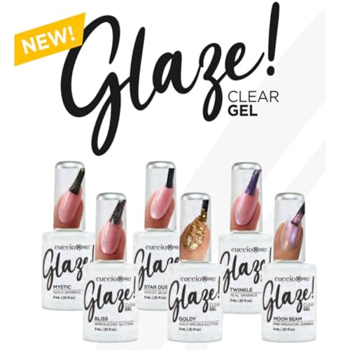 Cuccio Glaze Soak-Off Gel Nail Polish Topper - Goldy (Gold Speckle Glitter) - LED/UV Cured Glitter Top Coat, 0.50 oz