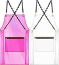 Waterproof Hair Stylist Apron for Women with Pockets - Transparent Pink, M-XXL