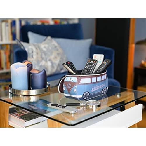 BRISA VW Collection - Volkswagen Neoprene Universal Makeup Cosmetics Toiletry Travel Pharmacy Bag in T1 Bus Design (Petrol/Brown) (Small (9.1 x 4.3 x 3.1 inches))