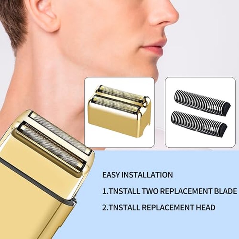 1 pack Professional Replacement Foil and Cutters for BaBylissPRO Barberology Double Foil Shaver, Compatible with BaBylissPRO Barberology FXFS2 Shaver£¬Gold
