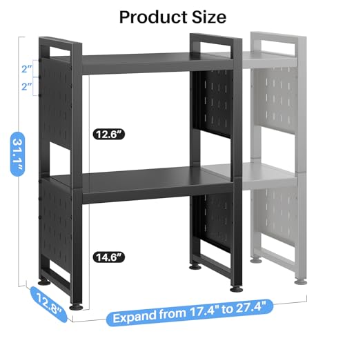 HERJOY 3-Tier Expandable Microwave Stand - Heavy-Duty 200lb Capacity, Black