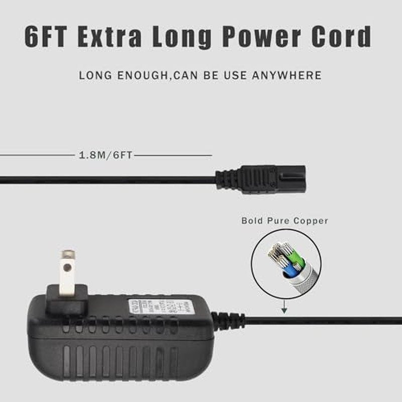 2V Charger Replacement for Wahl Shaver Shaper 8061, 8163, 8786-1001, 7367, 7029, 7060, 7035, 7339, 4000, 7063-017, ?7065-017, WAKH4, 7064-017, 7061-917, 5-Star Series Trimmer Clipper Power Adapter