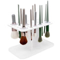 Makeup Brushes Drying Rack with Mat, 28 Holes Acrylic Brush Holder Stand Tree Tray, Folding Makeup Brush Holder (White)