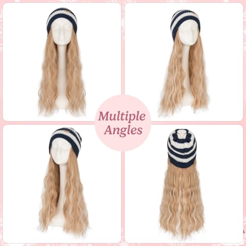 SEGOHAIR 18 Inch Wavy Synthetic Beanie Wig with Hair Extension - Ash Blonde Mix Bleach Blonde #18P613