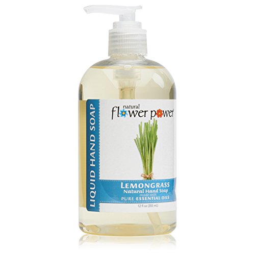 Natural Flower Power Liquid Hand Soap - Lemongrass, Plant-Based, Sulfate-Free, 3 x 12 oz