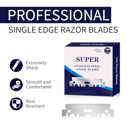 Razor Disposal Container + 500 Single Edge Razor Blades, for Barbershops and Home Use, for Frequent Blade Replacement and Safe Storage Blades