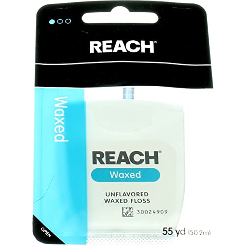Reach Unflavored Waxed Dental Floss 55 Yards, Pack of 10 – Plaque Removal & Gum Care