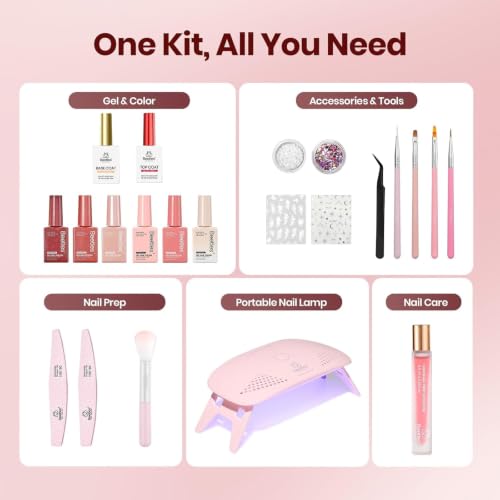 Beetles Ethereal Glow HEMA-Free Gel Nail Kit with UV Light - 6 Color Set