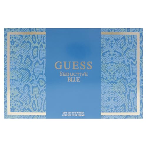 Guess Seductive Blue Women 4-Piece Gift Set 6.4 Fl Oz - EDT Spray, Body Lotion & Pouch