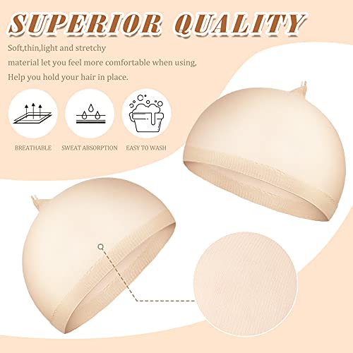 Waydress 100 Beige Nylon Wig Caps Elastic Stretchy Head Cover for Women Men Kids